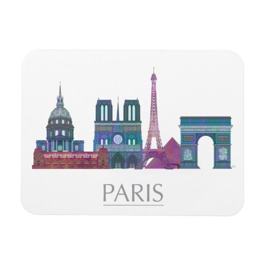 Paris Skyline Colored Buildings Magneet (Horizontaal)