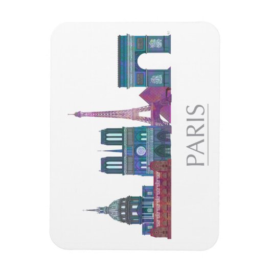 Paris Skyline Colored Buildings Magneet (Verticaal)