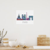 Paris Skyline Colored Buildings Poster (Keuken)