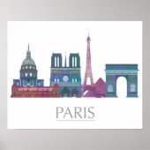 Paris Skyline Colored Buildings Poster (Voorkant)
