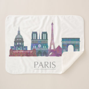 Paris Skyline Colored Buildings Sherpa Deken