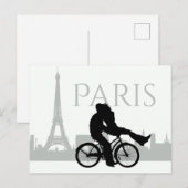 Paris Skyline Eiffel Tower Couple Love Grey, White Briefkaart (Voorkant / Achterkant)