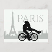 Paris Skyline Eiffel Tower Couple Love Grey, White Briefkaart (Voorkant)