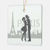 Paris Skyline Eiffel Tower Couple Love Kerstmis Keramisch Ornament (Links)