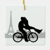 Paris Skyline Eiffel Tower Couple Love Kerstmis Keramisch Ornament (Voorkant)
