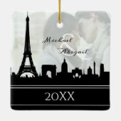 Paris Skyline Eiffel Tower Couples' kerst Keramisch Ornament (Achterkant)