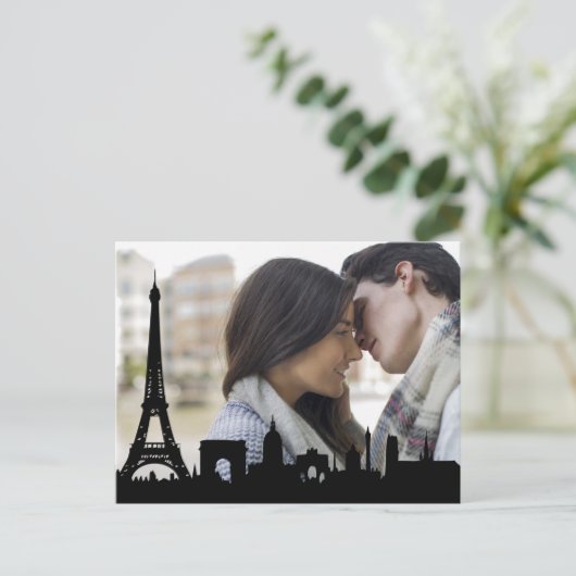 Paris Skyline Eiffel Tower Custom Photo Briefkaart (Staand voorkant)