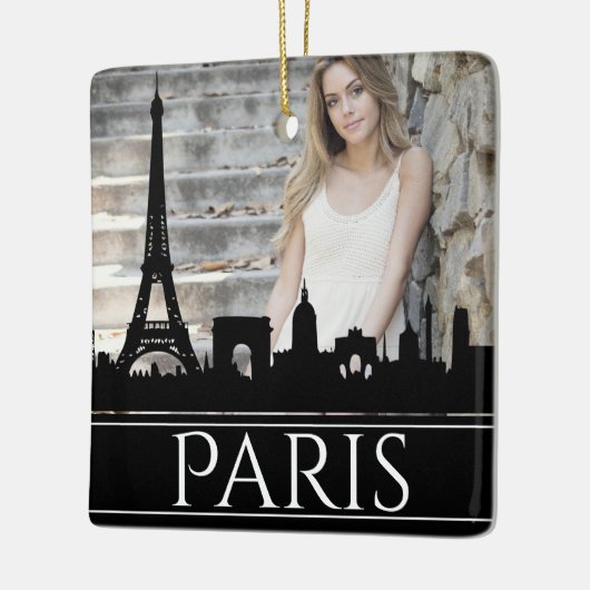 Paris Skyline Eiffel Tower Fotower: Kerstmis Keramisch Ornament (Links)
