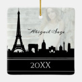 Paris Skyline Eiffel Tower Fotower: Kerstmis Keramisch Ornament (Achterkant)
