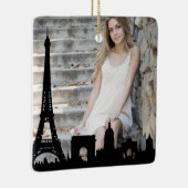 Paris Skyline Eiffel Tower Fotower: Kerstmis Keramisch Ornament (Rechts)