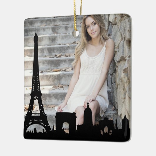 Paris Skyline Eiffel Tower Fotower: Kerstmis Keramisch Ornament (Links)