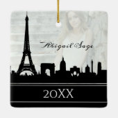 Paris Skyline Eiffel Tower Fotower: Kerstmis Keramisch Ornament (Achterkant)