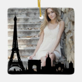 Paris Skyline Eiffel Tower Fotower: Kerstmis Keramisch Ornament (Voorkant)