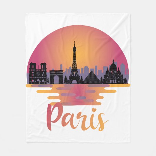 Paris Skyline - France Travel Fleece Deken (Voorkant)