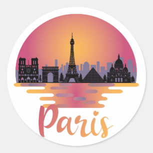 Paris Skyline - France Travel Ronde Sticker
