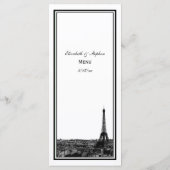 Paris skyline geëtst ingelijst menu Kaart (Achterkant)