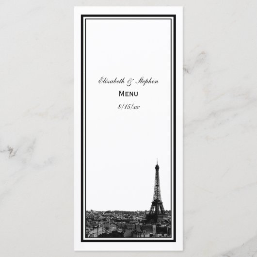 Paris skyline geëtst ingelijst menu Kaart (Achterkant)