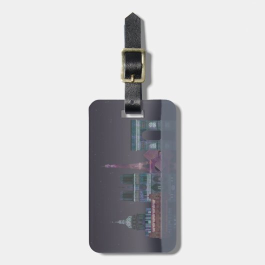 Paris Skyline Night Reflections Bagagelabel (Voorkant verticaal)