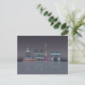 Paris Skyline Night Reflections Briefkaart (Staand voorkant)