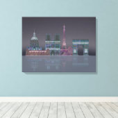 Paris Skyline Night Reflections Canvas Afdruk (Insitu (Houten vloer))