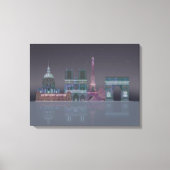 Paris Skyline Night Reflections Canvas Afdruk (Voorkant)