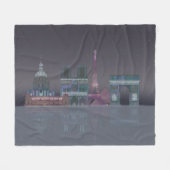 Paris Skyline Night Reflections Fleece Deken (Voorkant (Horizontaal))