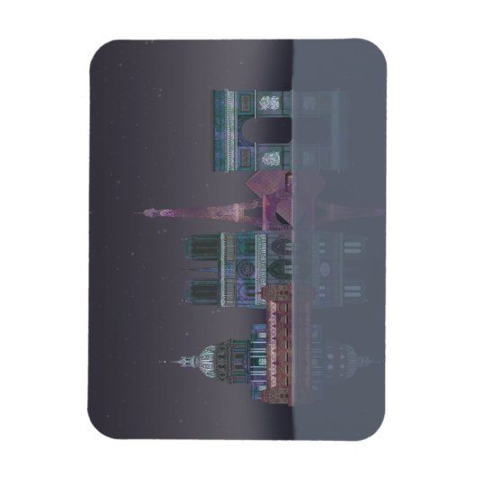 Paris Skyline Night Reflections Magneet (Verticaal)