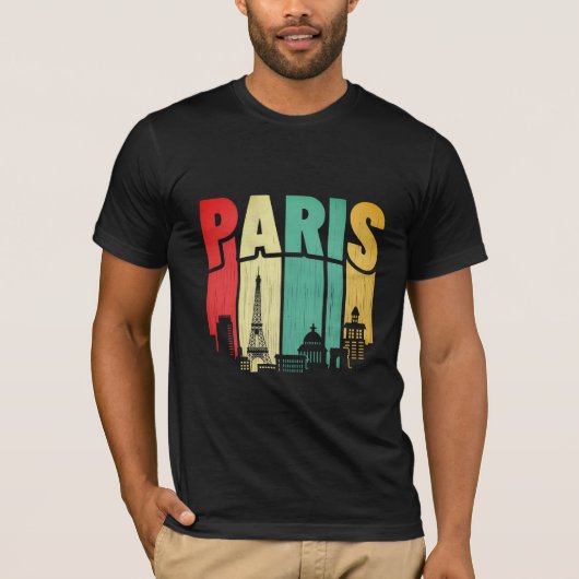 Paris Skyline Retro Vibes T-shirt (Voorkant)