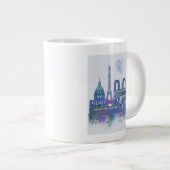Paris Skyline - Waterverf Blue Grote Koffiekop (Voorkant rechts)