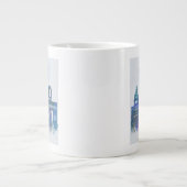 Paris Skyline - Waterverf Blue Grote Koffiekop (Voorkant)
