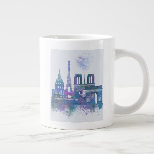 Paris Skyline - Waterverf Blue Grote Koffiekop (Rechts)