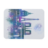 Paris Skyline - Waterverf Blue Magneet (Horizontaal)
