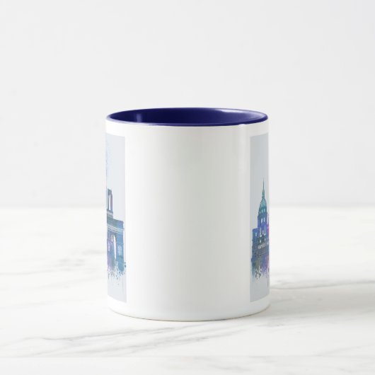 Paris Skyline - Waterverf Blue Mok (Midden)