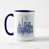 Paris Skyline - Waterverf Blue Mok (Links)