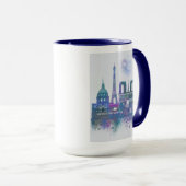 Paris Skyline - Waterverf Blue Mok (Voorkant rechts)