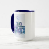 Paris Skyline - Waterverf Blue Mok (Voorkant links)