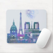 Paris Skyline - Waterverf Blue Muismat (Met muis)