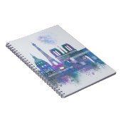 Paris Skyline - Waterverf Blue Notitieboek (Rechterzijde)