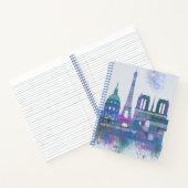 Paris Skyline - Waterverf Blue Notitieboek (Binnen)