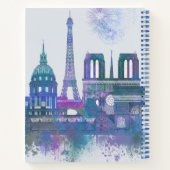Paris Skyline - Waterverf Blue Notitieboek (Achterkant)