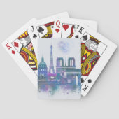 Paris Skyline - Waterverf Blue Pokerkaarten (Achterkant)