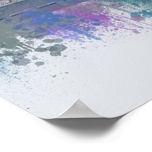 Paris Skyline - Waterverf Blue Poster (Hoek)