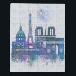 Paris Skyline - Waterverf Blue Puzzel<br><div class="desc">Paris Skyline Waterverf Splash Blue van Fab Funky. Kenmerkt beroemde mijlpalen van Parijs in een waterverf stijl.</div>