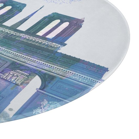 Paris Skyline - Waterverf Blue Snijplank (Hoek)