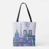 Paris Skyline - Waterverf Blue Tote Bag (Achterkant)