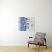 Paris Skyline - Waterverf Blue Wandkleed (In Situ (horizontaal))