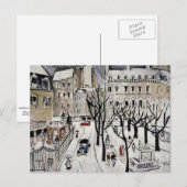 Paris Sneeuwscène, beeldende kunst schilderij Brie Briefkaart (Voorkant / Achterkant)