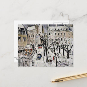 Paris Sneeuwscène, beeldende kunst schilderij Brie Briefkaart