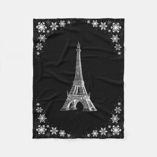 Paris Snow Black and White Fleece Blanket Deken (Voorkant)