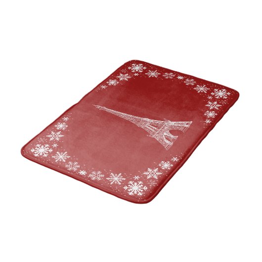 Paris Snow Red White Bathmat Badmat (Gekanteld)